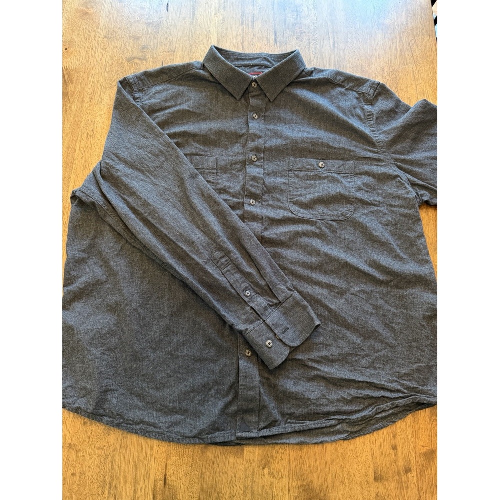 UNTUCKit Men's XXXL Gray Herringbone Point Collar Long Sleeve Cotton Button-Up